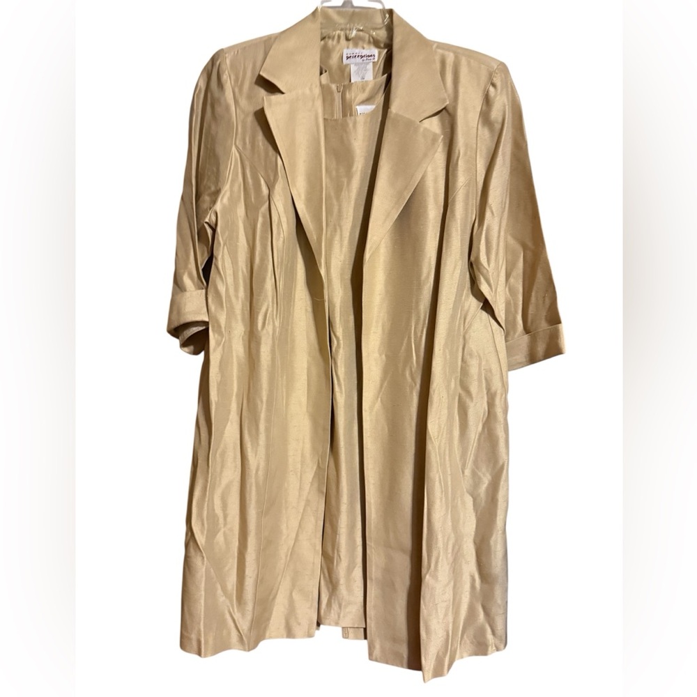 Women’s vtg Perceptions by irene b ladies Tan plus suit Dress set 16w champagne